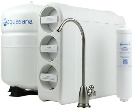 Aquasana SmartFlow® Reverse Osmosis Water Filter | RO Under Sink System | WQA Certified up to 99.99% of 90 contaminants Including Fluoride, PFAS, Arsenic, Lead, and Chlorine | Brushed Nickel Faucet