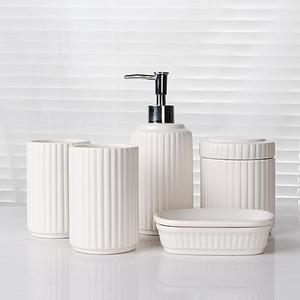 White Bathroom Accessory Set 3PCS, Ceramic Bathroom Accessories Set, Classic Design Bathroom Accessories Sets Complete, Home Apartment Modern Bathroom Decor Vanity Countertop, ANTIS'S HOME