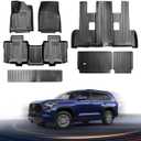 Floor Mat Fit for Toyota Sequoia 2023-2025 2026 (7 Seats) Backrest Mat Cargo Liner All-Weather 3D Custom Anti-Slip Tech Floor Mats for Sequoia Accessories 1st & 2nd & 3rd Row & Trunk Kicks Mats