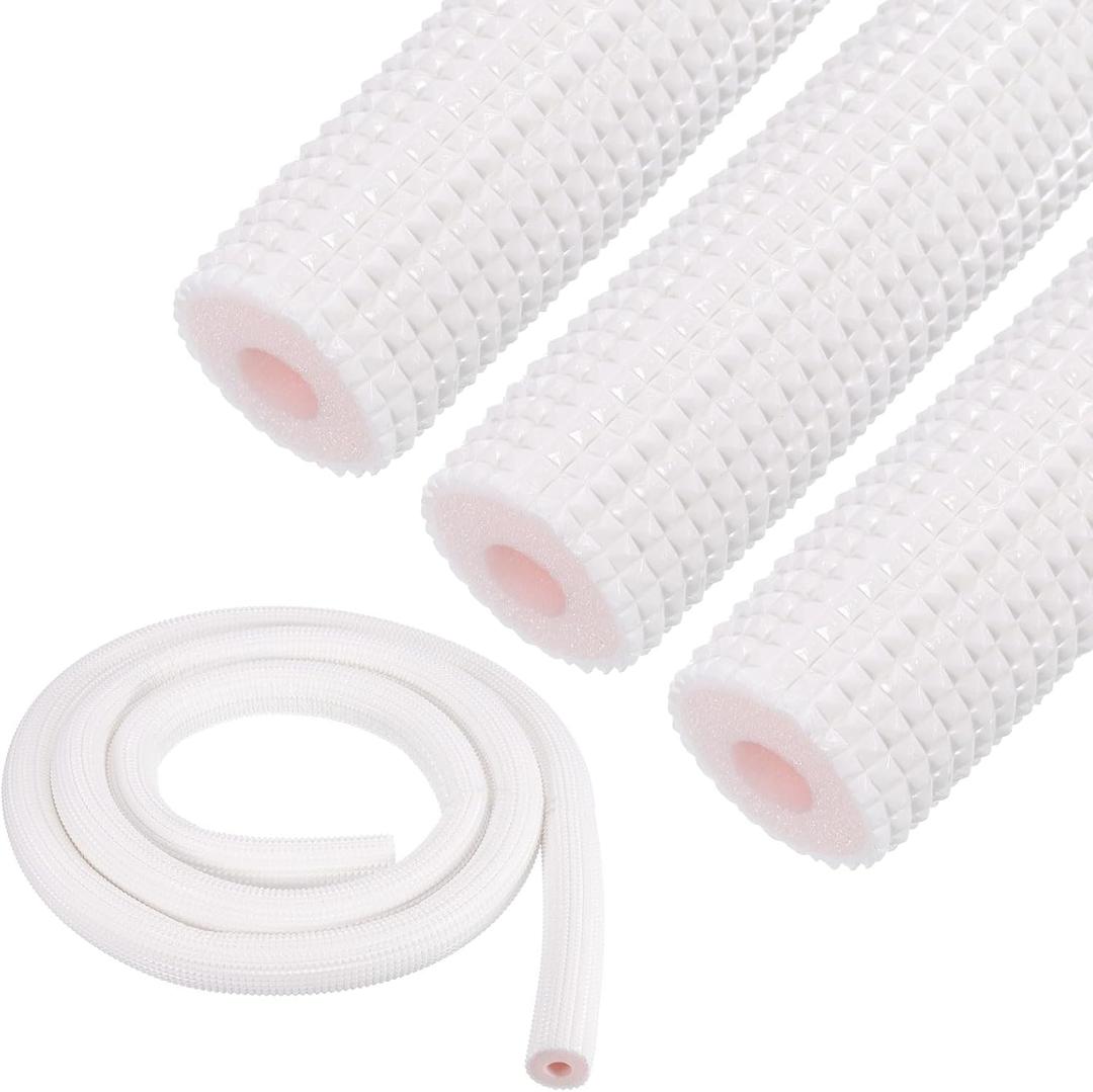 PATIKIL 9mm ID x 8mm T x 1.8m L Pipe Insulation Tubing, 4pcs Heat Preservation Anti Slip Insulated Foam Tube Grip for Air Conditioning Water Pipe, White Pink
