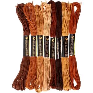 8 PCS Brown Embroidery Floss Thread Variegated Floss Friendship Bracelet String Threads Bulk Embroidery Thread Flosses Cross Stitch Threads for Jewelry Making Sewing Bracelet Stitching Knitting Craft