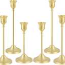 Candlestick Holders, 6PCS Gold Metal Taper Candle Holder Vintage Candlestick Holder Decorative for Home Decor Table Centerpiece Wedding Housewarming Gift