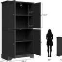 ChooChoo Bathroom Floor Cabinet, Modern Bathroom Storage Cabinet with 4 Doors and Adjustable Shelves, Freestanding Cupboard for Living Room, Kitchen Pantry, Black