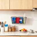 2 Set Adhesive Hanging Wall Basket Inside Cabinet Door Organizer,Wall Storage Basket-No Drilling Adhesive wall Basket for Cupboard Door,Space-Saving Small Hanging Baskets for Wall Mount Storage,Black