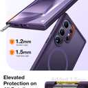 TORRAS Magnetic Shockproof for Samsung Galaxy S24 Ultra Case, Fit for MagSafe, Military Grade Drop Tested, Protective Translucent Matte Slim Case for Samsung S24 Ultra, Deep Purple