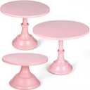 SHENLIU 3 Pcs Pink Cupcake Stand, Metal Round 8" 10" 12" Tiered Display Stands Cupcake Dessert Stands for 6-10 Inch Cakes for Dessert Table Weedings Celebration Birthday Anniversary Parties