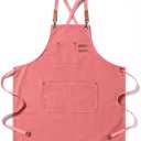 Kitchen Chef Aprons for Women and Men with 3 Pockets for Cooking BBQ Bib Work (Pink)