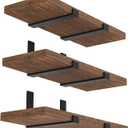 WEKIS 12 Inch Heavy Duty Floating Shelf Bracket, Wall Mounting Industrial Black Shelf Brackets, 1/5 Inch Thick Iron Metal Brackets for Shelves 6 Packs