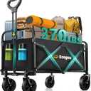 Collapsible Wagon with Wheels, 370lbs Weight Capacity Foldable Beach Wagon with Flexible Handle Portable Utility Wagon Cart for Outdoor, Grocery, Garden, Camping
