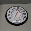 Circrane 13.25 Inch Round Thermometer with Hygrometer, Large Indoor Wall Patio Bimetal Weather Thermometer, No Battery Required, Black