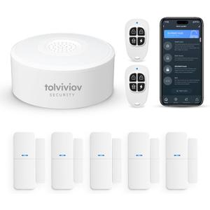 WiFi Door Alarm System, Wireless DIY Smart Home Security System, with Phone APP Alert, 8 Pieces-Kit (Alarm Siren, Door Window Sensor, Remote), Compatible with Alexa, for House, Apartment by tolviviov