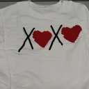 Valentines Heart Sweatshirts For Women Love Sweatshirt Cute Heart Graphic Sweater Casual Patch Pullover Tops White, 2XL