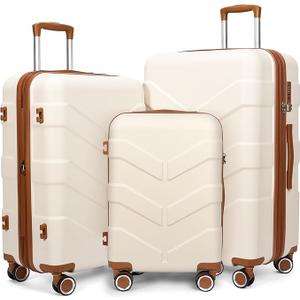 TILYMOL Luggage Sets 3 Piece with Spinner Wheel, Hardside Suitcase Set with TSA Lock, Expandable Travel Luggage for Men and Women, White