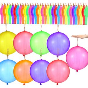 Chivao 100 Pcs Punch Balloons Bulk Prizes for Kids Assorted Color Punching Balloon with Rubber Band Handle Party Favors for Birthday Party Wedding