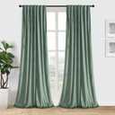 Roslynwood Luxury Soft Sage Green Velvet Curtains 96 inches Long Back Tab Thermal Insulated Blackout Window Drapes for Living Room/Bedroom/Dining Room, W52 x L96, 2 Pcs