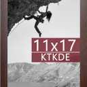 KTKDE 11x17 Picture Frame Wooden Shatter Resistant Glass, Rectangle Photo Frame for Photos,Studio Gallery Wall Hanging Posters & Art Prints (Walnut)