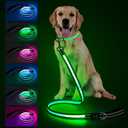4 Ft LED Dog Leash, Light Up & Lighted Dog Leash, 7 Lighting Modes, Glow in The Dark, Reflective, Double-Sided Light, Rechargeable with Padded Handle for Night Walking Safety