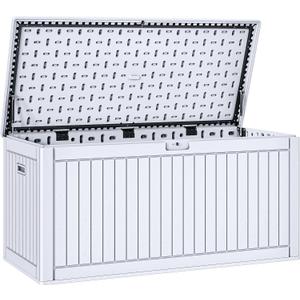YITAHOME 260 Gallon Double-Wall Deck Box with Divider & Side Handles, Outdoor Large Storage for Patio Furniture Cushions, Garden Pool Accessories, Water Resistant & Lockable
