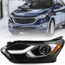 FIONE for Chevy Equinox Headlight Assembly 2018 2019 2020 2021 Halogen LED DRL Projector Headlamp Replacement Left Driver Side LH 84194561