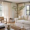 jinchan Ecru Natural Linen Blend Curtains 90 Inches Length for Living Room Divider Sliding Door Farmhouse Rod Pocket Back Tab Light Filtering Drapes Lightweight Curtains for Bedroom 4 Panels