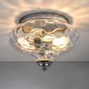 EDISLIVE Modern 2-Light Hammered Glass Flush Mount Light Pendant Ceiling Light Fixture 10.2" Indoor Ceiling Light for Hallyway Foyer Bedroom(Chrome)
