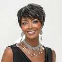 Pixie Cut Wig Short Wigs for Black Women Black Mixed Grey Curly Wig with Bangs Afro Wigs for Black Women Natural Wavy Synthetic Wigs for Women (Black Mixed Grey)