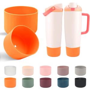 2 x 2PCS Silicone Boots for Owala FreeSip Sway 30oz, 40oz, and FreeSip Tumbler 40oz Bottles, Anti-Slip Protective Sleeve, Enhances Stability & Prevents Scratches, Orange (Orange)