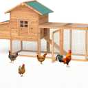 GOJOOASIS Wooden Chicken Coop for 2-5 Chickens Outdoor Wooden Hen House Poultry Pet Hutch for Backyard Outdoor w/Tray Run Cage & Nesting Box(A)