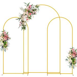 Wokceer Wedding Arch Backdrop Stand (7.2FT,6FT,6FT) Set of 3 Gold Metal Wedding Arch Stand for Birthday Party Wedding Ceremony Baby Shower Garden Balloon Arch Decoration