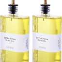 2 Pcs Olive Oil Dispenser Bottles, 500ml/17oz Glass Oil & Vinegar Decanter with Gold Stainless Steel Precision Pourer for Kitchen Cooking