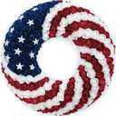 18Inch Patriotic Roses Wreath, 4th of July Summer Soft Touch Foam Roses Wreath for The Front Door, Handcrafted Memorial Day Artificial Flowers for Indoor and Outdoor