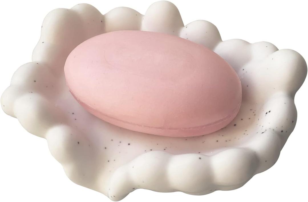 White Bathroom Soap Dish,Self Draining Soap Dish,Ceramic Soap Holder for Counter Top,Bar Soap Holder