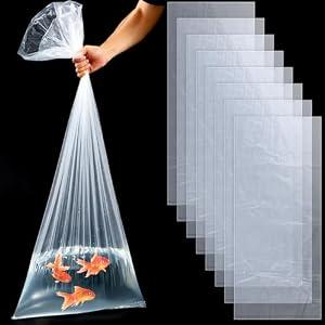 Cosblank 8 Pcs Clear Plastic Real Fish Transport Bags Large Leak-Proof 20" x 48" 4 Mil Shipping Bags for Live Koi Fish Heavy Duty Container for Storing and Transporting