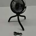 Misting Stroller Fan, 6000mAh Battery Operated Portable Fan with Light & 360 Pivoting, Personal Fans with Flexible Tripod for Baby, Office, Travel,Treadmill,Outdoors (Black)
