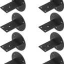8 Pack Black Stair Handrail Bracket for Square Wood Railing, Wall Mount Flat Support, Stainless Steel, No Screws