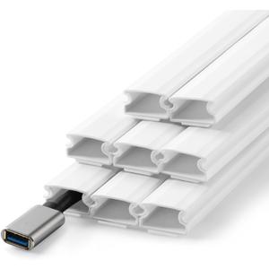 136in Cord Hider for Wall Mount TV, White Wire Covers for 1 Mini Cords, YCLYC 8Pack Cable Hider Kit, Paintable Power Wall Cord Cover, Wire Hiders for TV on Wall Cable Raceway - L17in W0.6in H0.36in (Small)