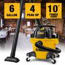 DEWALT DXV06PZ 4 Peak HP Shop Vacuums Wet/Dry, 6 Gallon Poly Wet/Dry Vac, Heavy-Duty Shop Vacuum with Blower Function Yellow+Black
