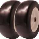 11x4.00-5 lawn mower tires flat free, Solid Smooth Tires and Wheel with 3/4" Precision bearings or 5/8" & 1/2", 3.4"-5.6" Centered Hub,for Zero-Turn Lawn Mowers, Extra Universal Adapter Kit (2 Pack)