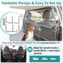Dog Car Barrier Escape-Proof, 50" Wide Car Divider for 2nd 3rd Row Seats & Cargo Area, Durable Back Seat Car Gate Trunk Barrier with See Through Net Mesh for Small Trucks & SUV & Mid-Sized Vehicle