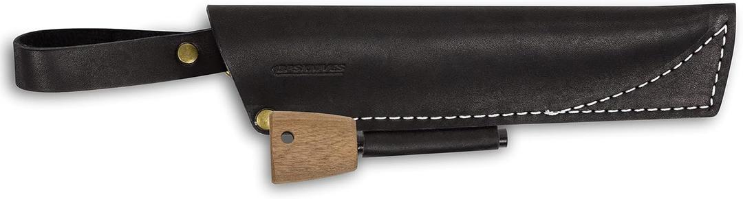 BPSKNIVES Black Belt Knife Sheath with Fire Steel - Leather Sheath for Fixed Blade Knife with Fire Starter - Outdoor, Hunting, Bushcraft, Camping Fixed Blade Knives