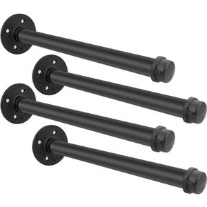 Acrux7 4Pack 12 Inch Wall Mount Clothing Rack Industrial Pipe Clothes Bar, Face Out Clothing Rod, DIY Shelving Brackets Hanging Custom Pipe Brackets for Retail Display (Black)