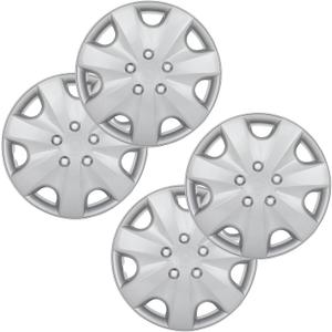 OCPTY 4 Pack 16 inch Car Wheel Rim Skin Cover Hub Caps Hubcap Wheel Cover Plastic Silver Replacements for OEM Steel Wheels, High Grade ABS with Retention Ring