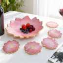 Flower Tray & Coaster Resin Molds Set, Large Flower Shaped Tray Silionce Mold with 3pcs Coaster Molds for Epoxy Resin Art, Home Decor