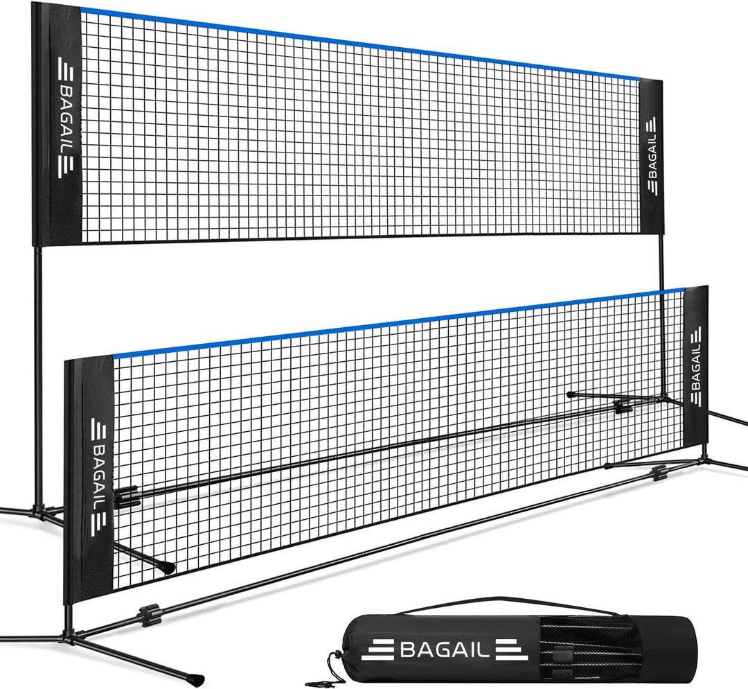 BAGAIL Badminton Net, Height Adjustable Kids Volleyball Net, Foldable Nylon Net 10 ft Wide, Tennis Net, Small Pickleball Net for Backyard Game and Indoor Outdoor Use, Easy Setup (10ft)