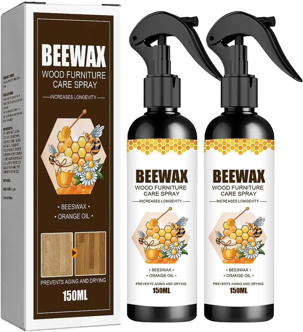 MOODTALK Beeswax Spray Furniture Polish, Wood Cleaner, Wood Floor Polish - For Living Room, Kitchen and Wooden Furniture Floors (Pack of 2) (150 ml)