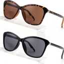 Premium Bifocal Reading Sunglasses for Women, Retro Cateye Sun Readers UV400 Protection, Classic Shades Black & Tortoise (1 Black & 1 Tortoise, 2.25)