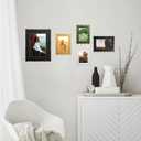 8x10 Picture Frame with Mat for 5x7, Wavy Edge Wooden Real Glass Photo Frame for Tabletop and Wall Hanging, Black, 1 Pack