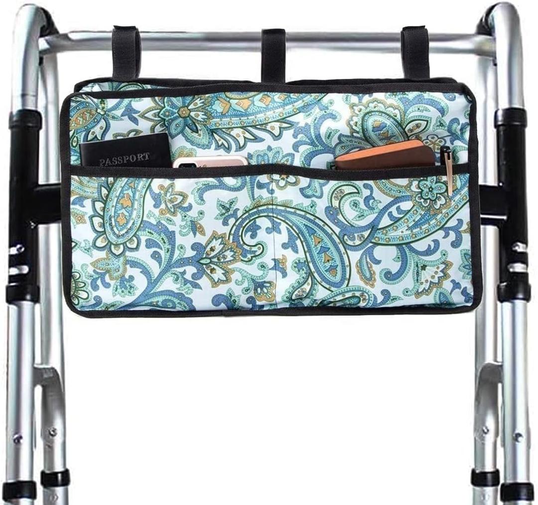 Walker Bag, Bag for Walker, Walker Accessories, Multi-Purpose Walker Bags for Folding Walker Fits for Seniors Storage Water Bottle,Medicine Attachment, Walker Basket for Folding Walker (Print)