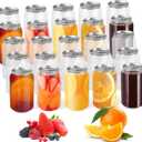 100 Pack, 330ml/11.2oz Plastic Juice Bottles with Aluminum Pop Can Caps, Disposable Leakproof Clear Bottles for Juice, Smoothies, Tea, Coffee, Compatible with Automatic Cup Sealer (not included)