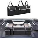 Car Trunk Organizer and Storage, Backseat Hanging Trunk Organizers and Storage, Waterproof Collapsible Cargo Large Bag with 4 Pockets, Car Interior Accessories for SUV, Truck (Black)